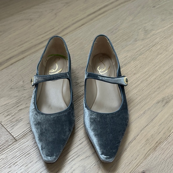 Sam Edelman Shoes - Silver grey velvet Mary Jane flats